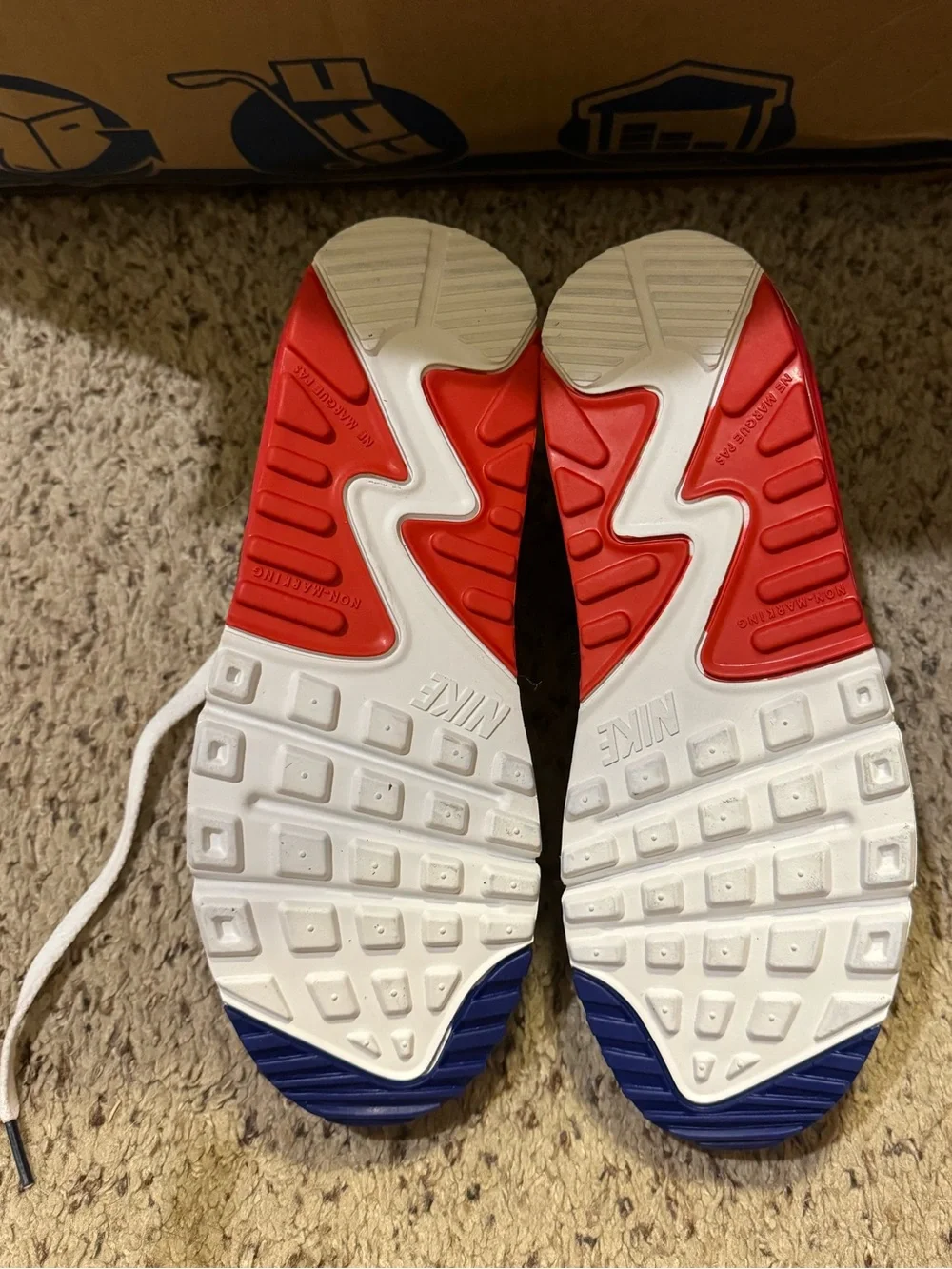 White, Red & Blue Athletic Sneakers - Nike air max